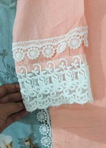 Pakistani Peach Lace 3-Piece Suit