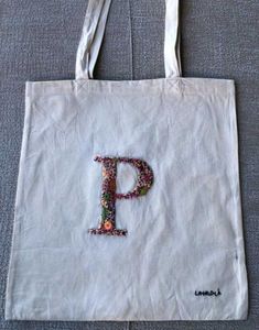Floral Initial Letter Tote Bag