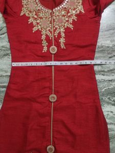 Red Kurta With Beautiful Embroidery
