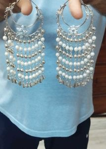 Pearl Beaded Hoop Earrings
