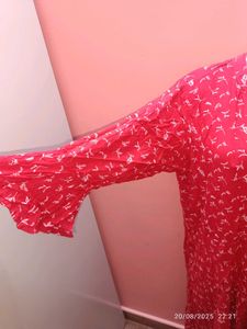 3xl Flared Red Floral Kurta