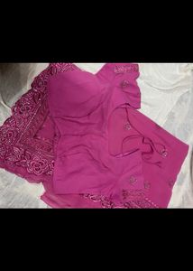Pink Chiffon Party Saree