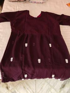 Embroidered Kurta Purple