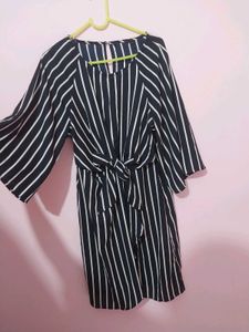 Striped Tie-Front Dress