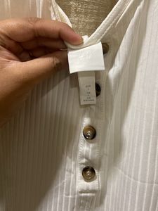 H&amp;M White Ribbed Body Suit