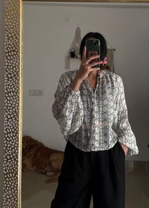 MINT VELVET Cream Geometric Print Blouse