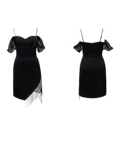 Pauline Black Mini Rhinestone Dress