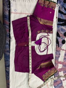 Embroidered and green glass beads  Purple Blouse