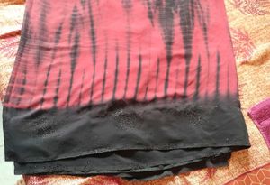 Elegant Black &amp; Red Saree