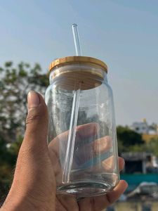 Eco-Friendly Glass Bottles with Straw Lid
