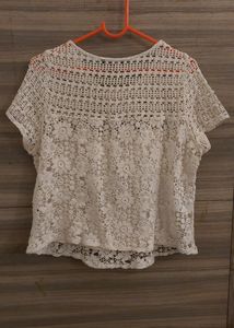 Semi Sheer White Crocheted Top