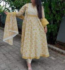 Yellow Printed Kurta Set