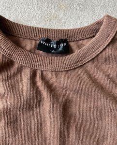 Brown Ribbed Tank Top