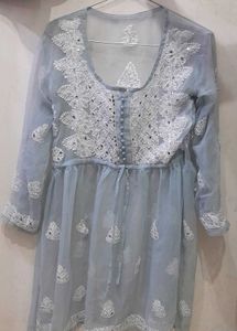 Jorjet Short Gown Chikan Embroided with Glass work