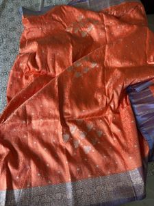 Orange &amp; Purple Silk Saree