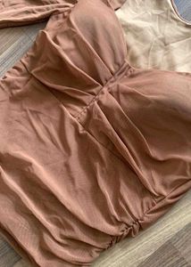 Brown Padded Mesh Top