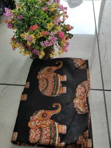 Pure Black Elephant Print Blouse