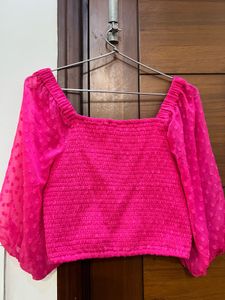 Pink Ruched Crop Top