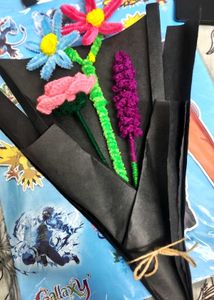 Handmade crochet and Pipe Cleaner Flower Bouquet