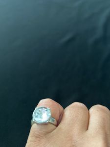 Artificial silver ring with a big diamond