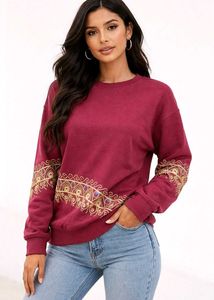 Burgundy Embroidered Sweatshirt