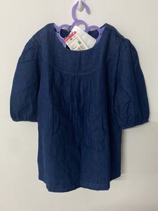 HEY Branded Navy Blue Sold Neck Regular Top