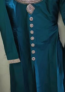 Pakistani Embroidery Party Wear Dark Sea Green Dress