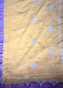 Yellow  🥻 Saree With Embroidery  Work.