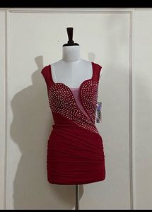 Red Embellished Bodycon Dress