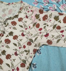 Cream And Peach Kurthi Set