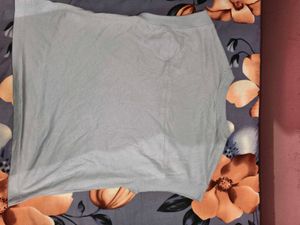 Women&#39;s Light Blue Solid Cap Sleeve Cotton T-Shirt