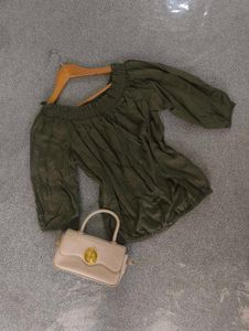 Olive Green Off-Shoulder Top