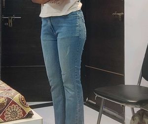 Fringe Hem Flare Jeans