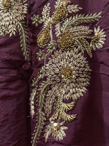 Maroon Embroidered Long Dress