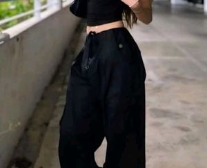 Black parachute pants