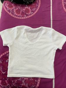 White V-Neck Crop Top