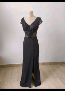 Elegant Black Slit Gown