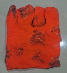 Elegant Orange Floral Print Dress