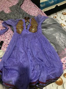 A Elegant Dark Levender Short Knee Length Frocksut
