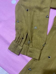 Kurta Style Shirt With Half Buttons Full Sleeves
