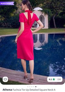 Fuchsia Tie-up Midi Dress