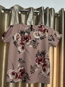 Pink Floral Short Sleeve Casual Top