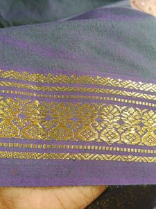 Ramar Blue And Green Mixed Saree With Gold Border