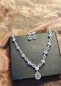 Sparkling Silver Necklace & Earrings Set