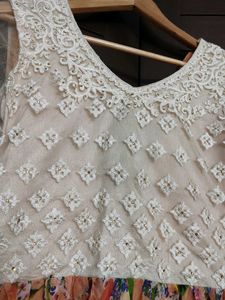 Women Embroidered Chiffon Net Printed Gown Dress