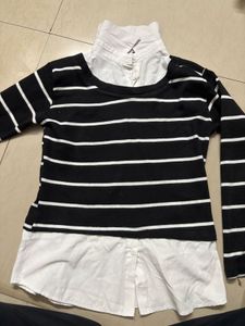 Striped Top with Faux Layer