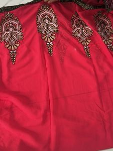 Elegant Pink Saree with Embroidery