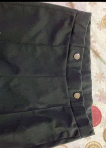 Black Flare Trousers with Button Detail
