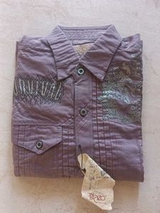 Purple Graphic Print Button-Down Shirt