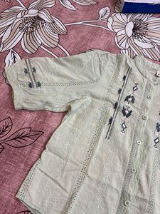 Embroidered Button-Down Top